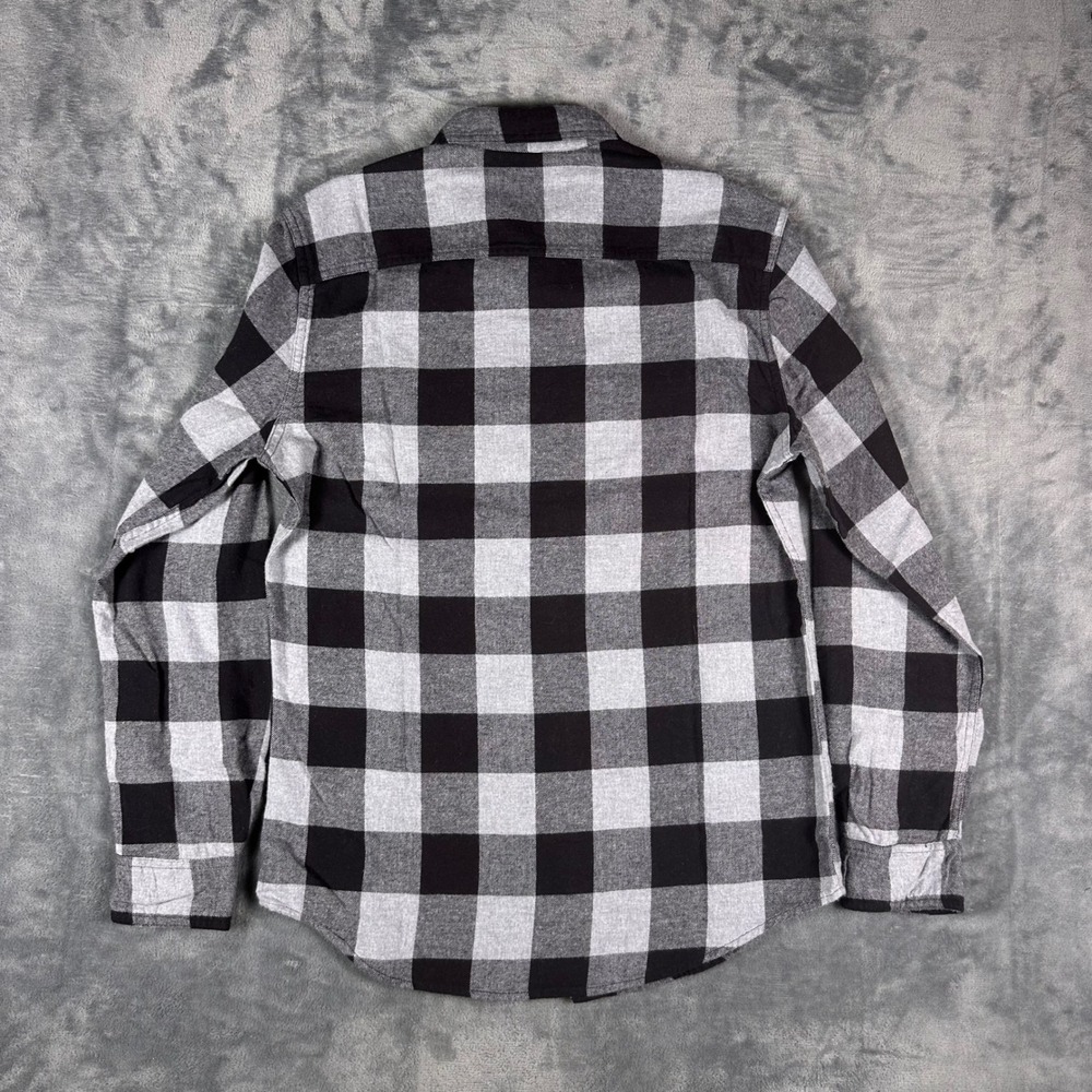 NWT Sonoma Mens Heavyweight Overshirt Black Grey Plaid Flannel Shirt S - Picture 9 of 9